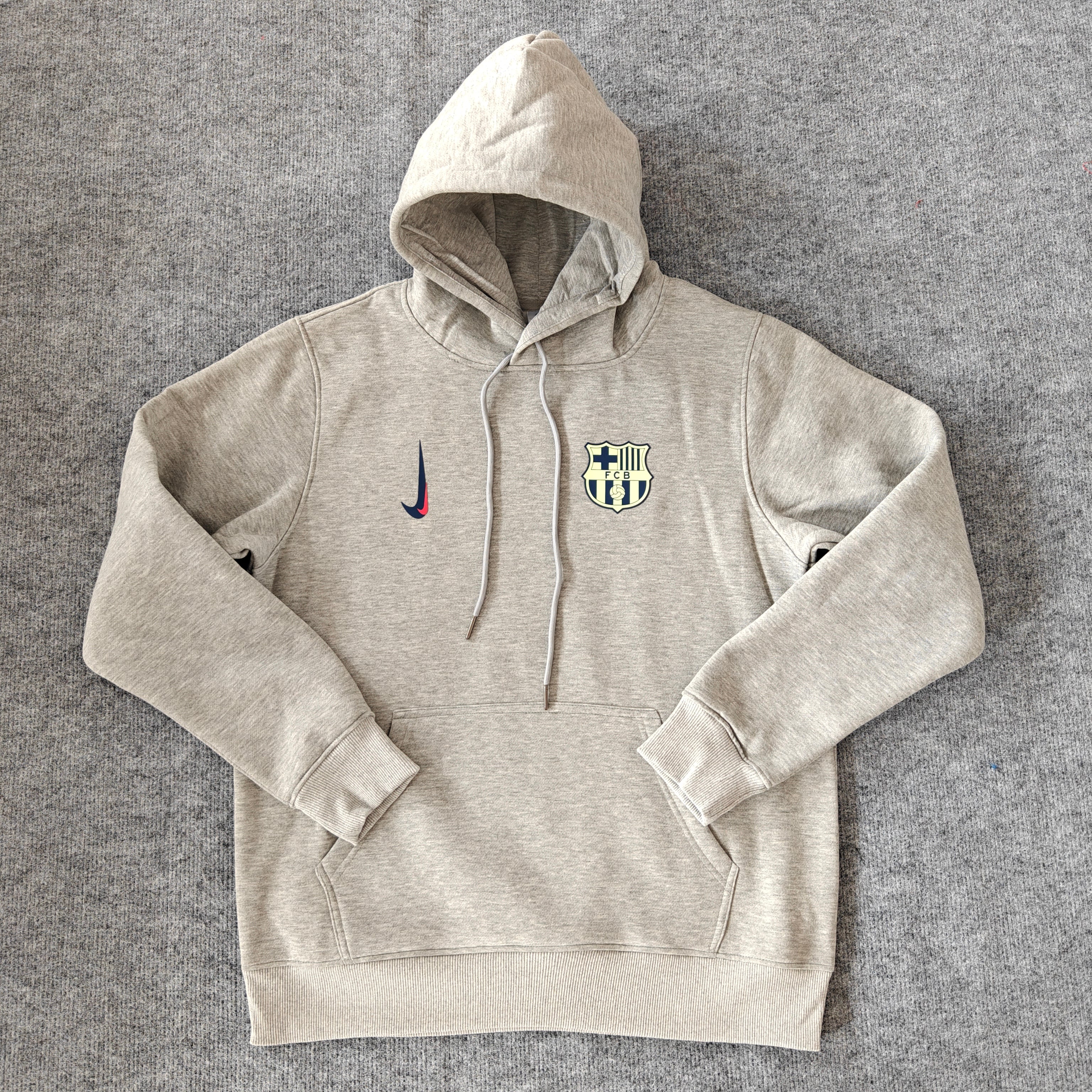 barcelona soccer hoodie grey