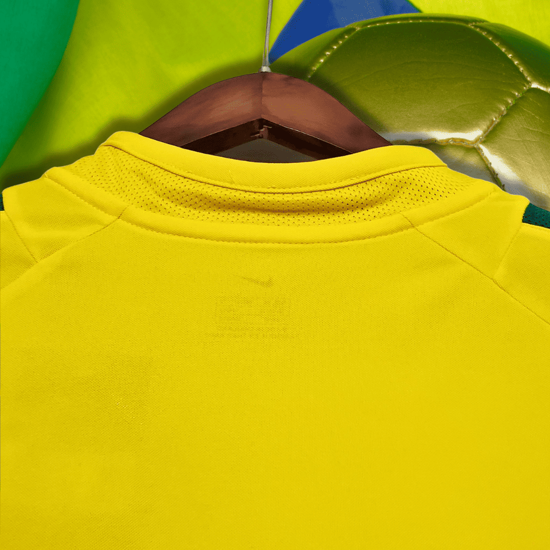 BRAZIL X stussy soccer jersey Concept Football Kit (2002 World Cup Retro) from the back close up