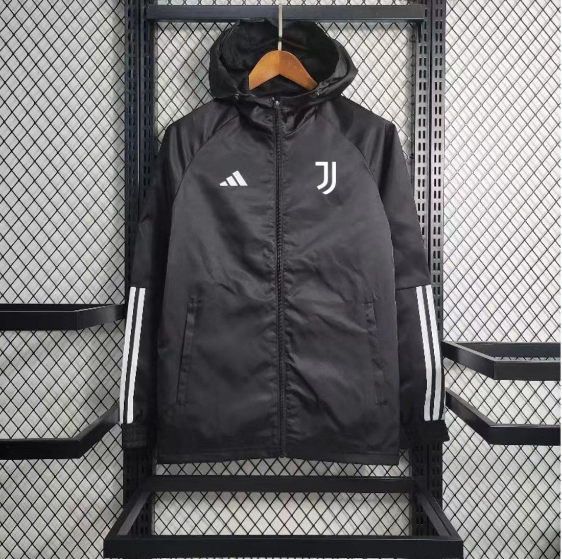 juventus soccer windbreaker black
