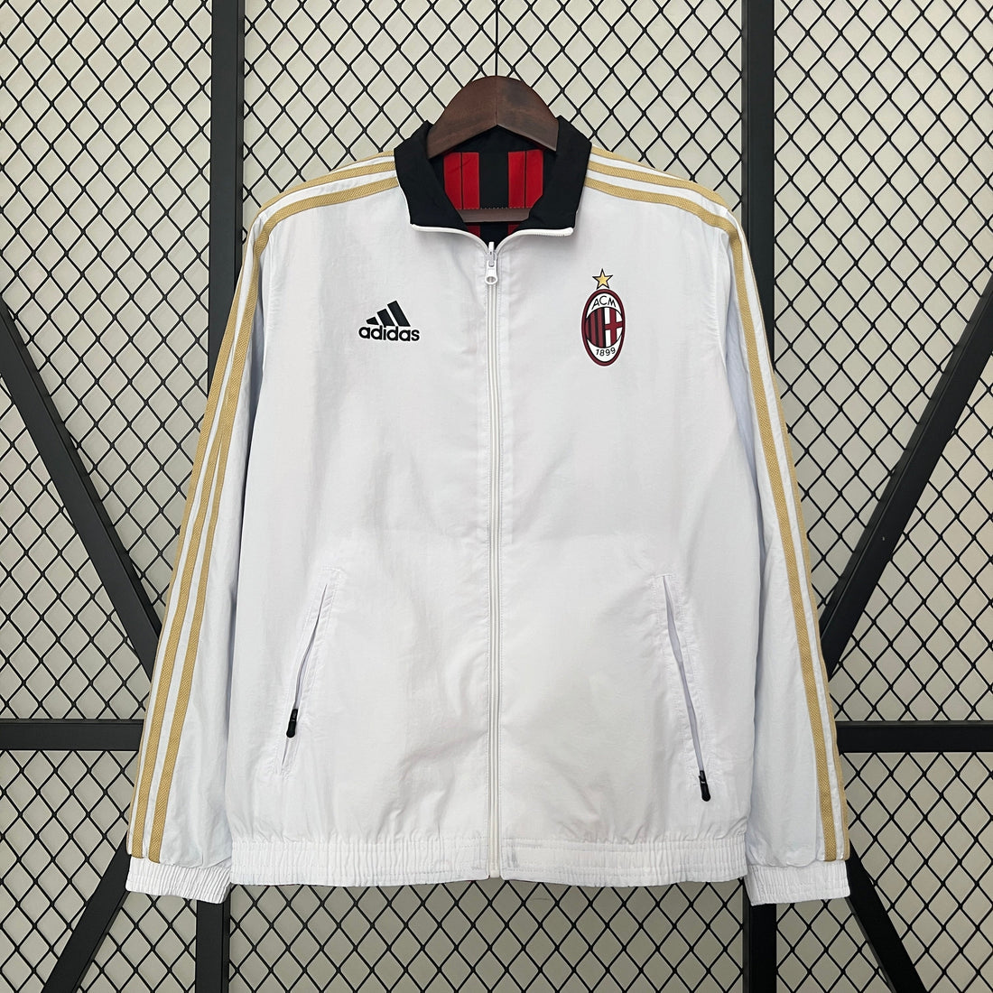 ac milan x off white reversible soccer windbreaker