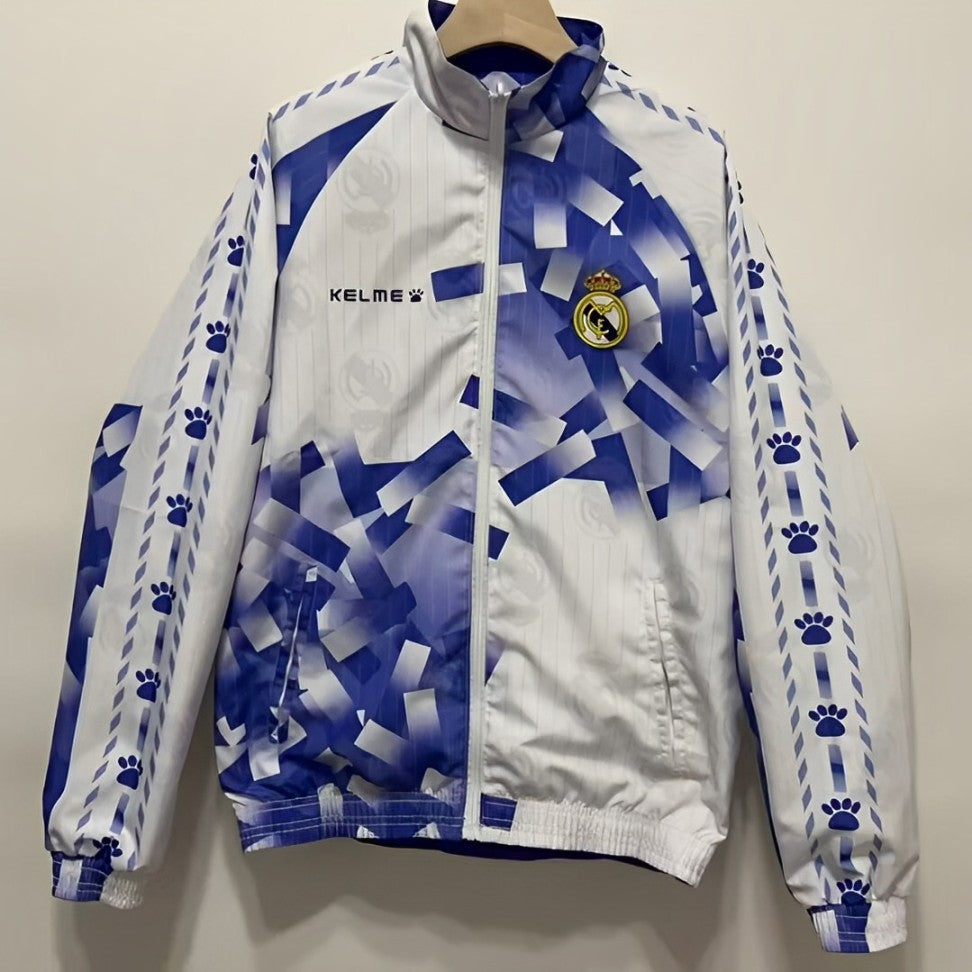 real madrid retro reversible soccer windbreaker