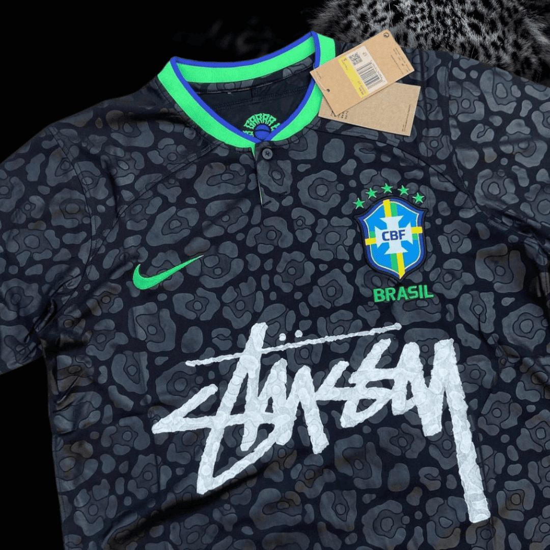 Brazil Black Leopard x stussy soccer jersey Shirt  Special Edition football kit soccer jersey tshirt
