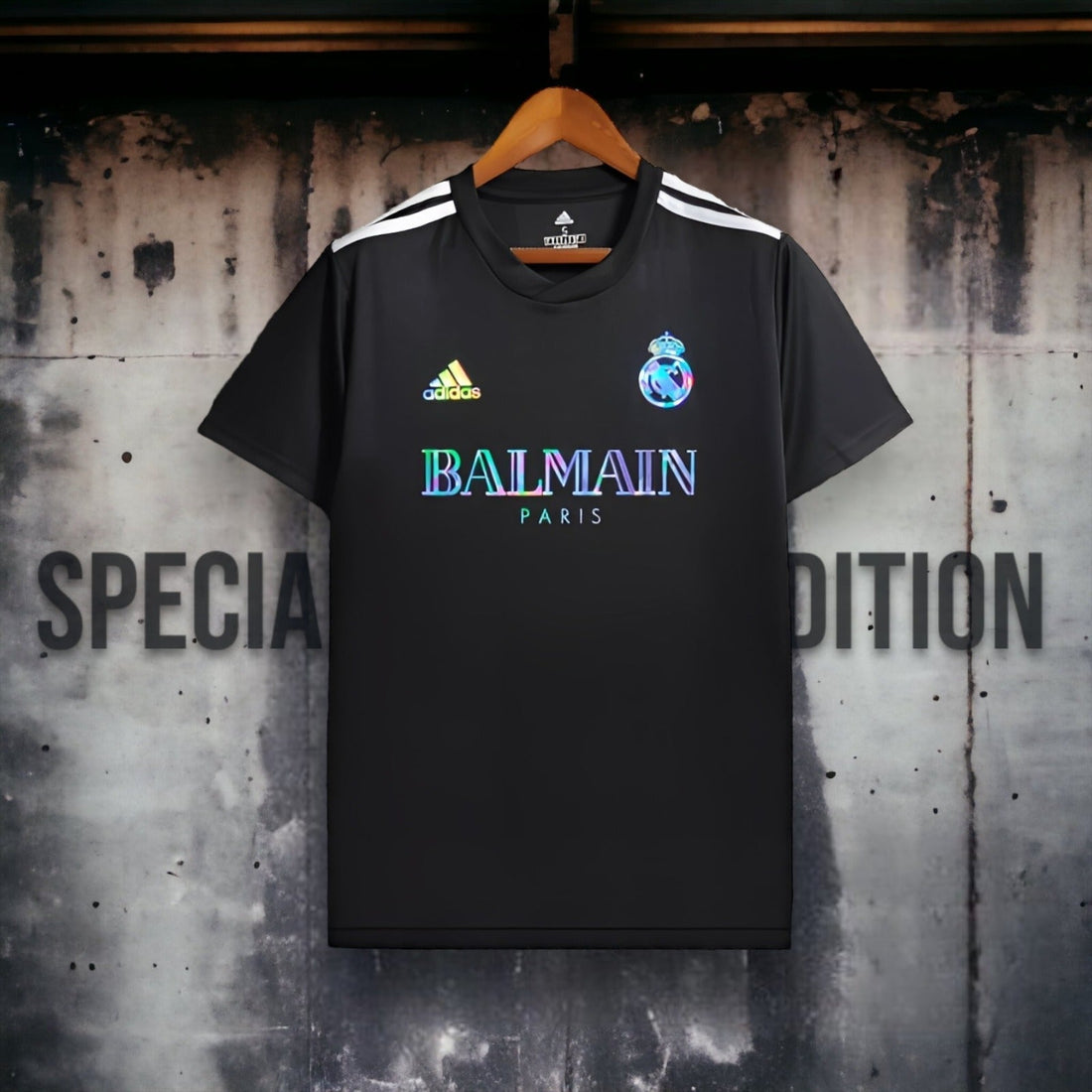 2023 24 real madrid black balmain special edition kit