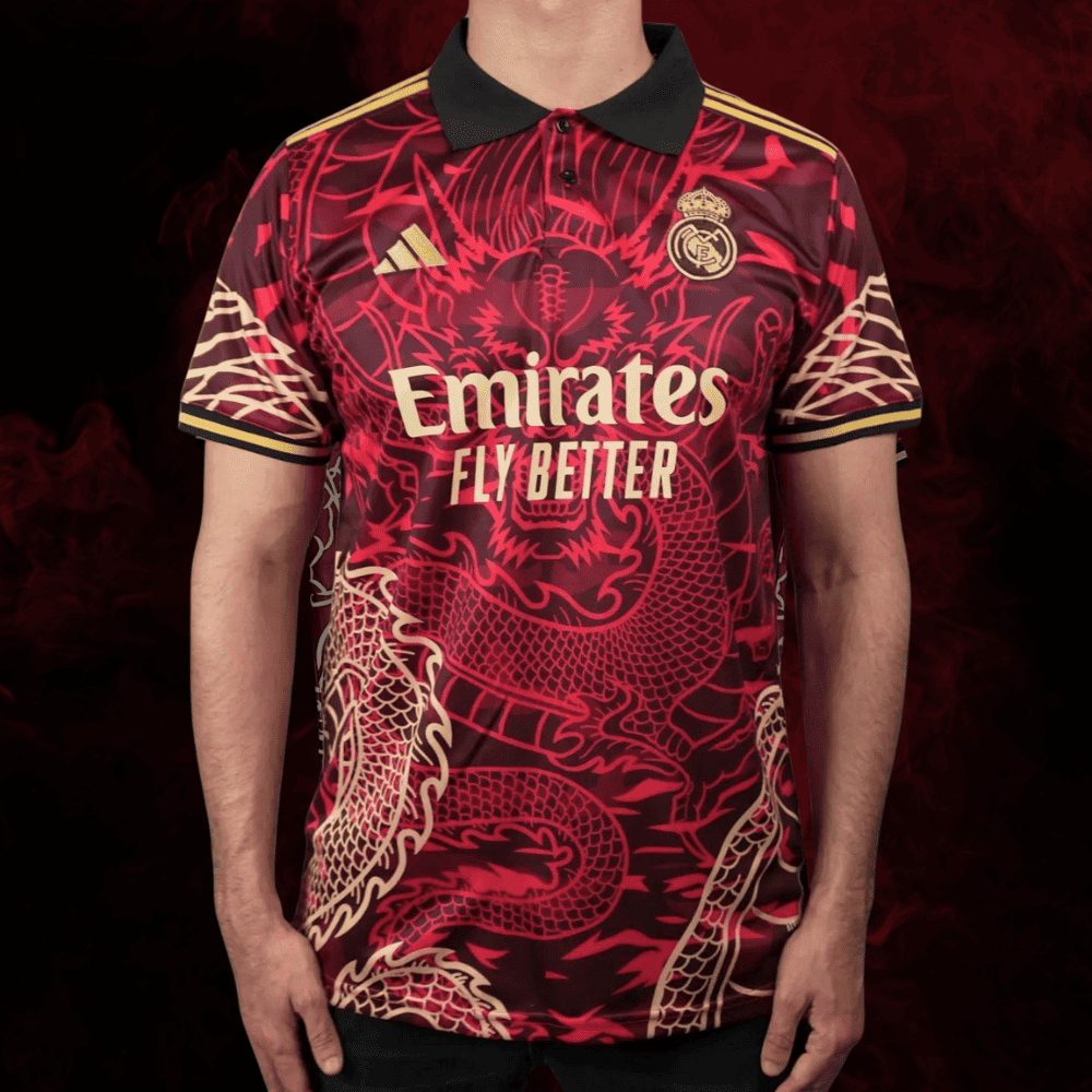 real madrid dragon de fuego red shirt