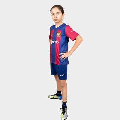 barcelona home kids soccer jersey 2023 24